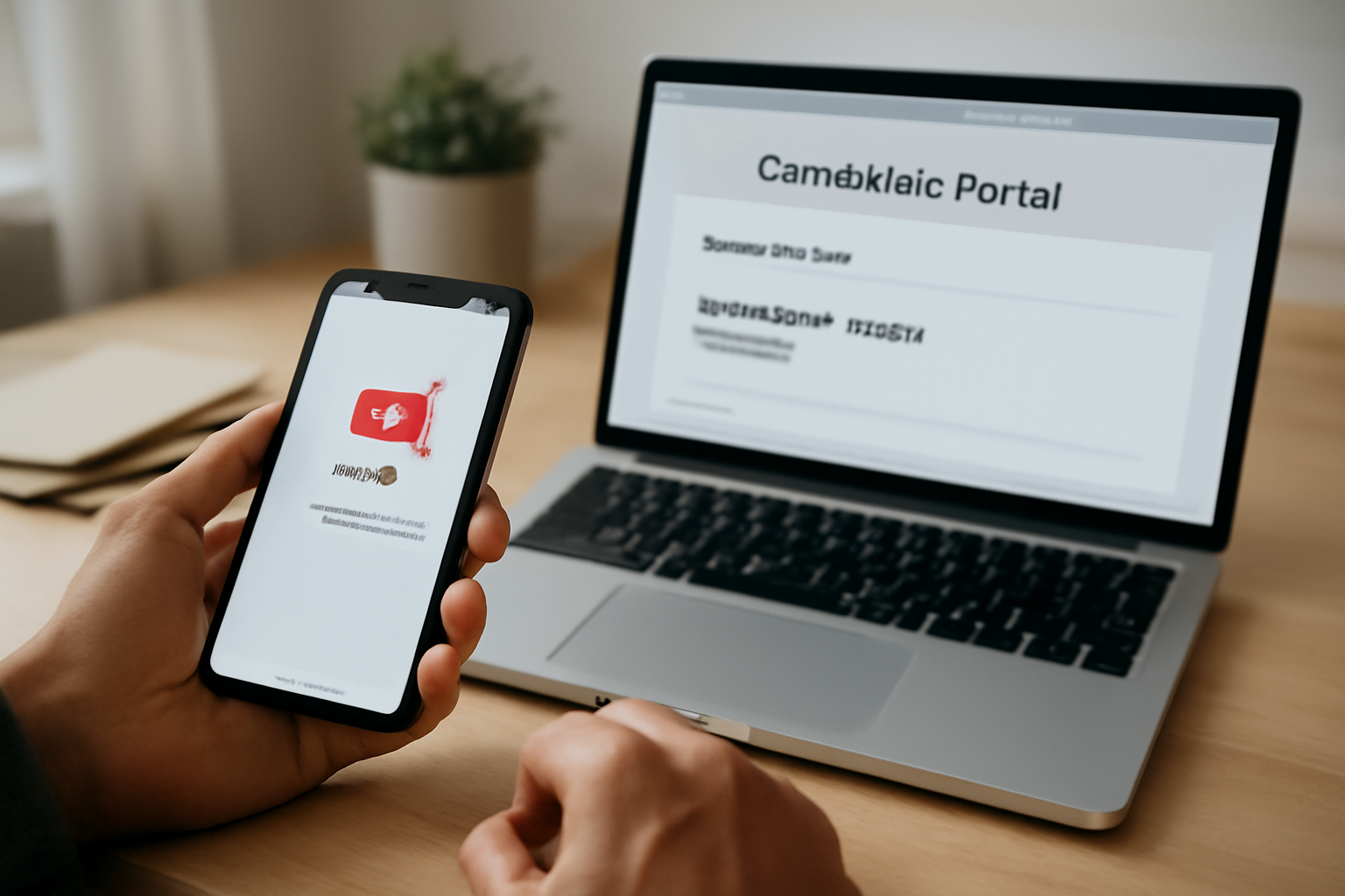 Espace candidat affichant l’état d’avancement d’une candidature, avec notifications email sur un téléphone