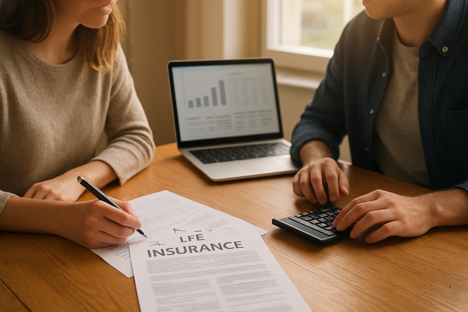 Comparaison de contrats d’assurance-vie et taux servis sur un bureau, documents financiers et calculatrice